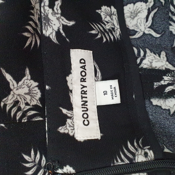 COUNTRY ROAD Black/Ivory Wide Leg Pants Size 10 - Picture 4 of 4